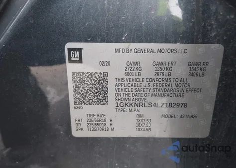 2020 GMC Acadia Fwd Sle from USA, damaged, VIN 1GKKNRLS4LZ182978